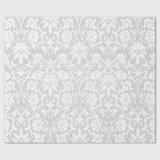 Schöner weißer Damast-Hochzeits-mit Blumenentwurf Geschenkpapier (Flach)