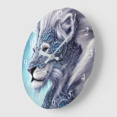 Schöner weißer gepanzerter Kriegerlion Große Wanduhr (Winkel)