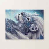 Schöner weißer gepanzerter Kriegerlion Puzzle (Horizontal)