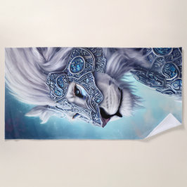 Schöner weißer gepanzerter Kriegerlion Strandtuch