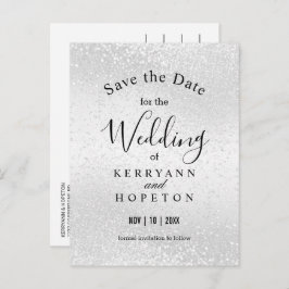 Schöner weißer Glitzer - Save the Date Ankündigungspostkarte