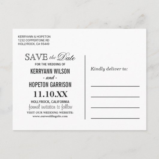 Schöner weißer Glitzer - Save the Date Ankündigungspostkarte (Rückseite)