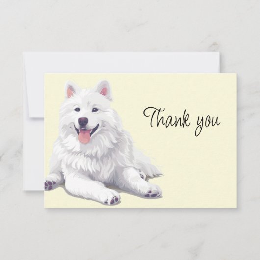 Schöner Weißer Hund Samojede oder Eskimo Danke (Vorderseite)