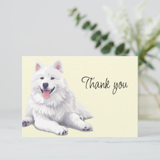 Schöner Weißer Hund Samojede oder Eskimo Danke (Stehend Vorderseite)