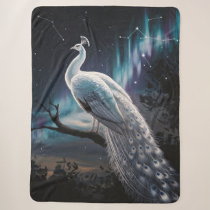 Schöner weißer Pfau Aurora Borealis Landschaft Sherpadecke
