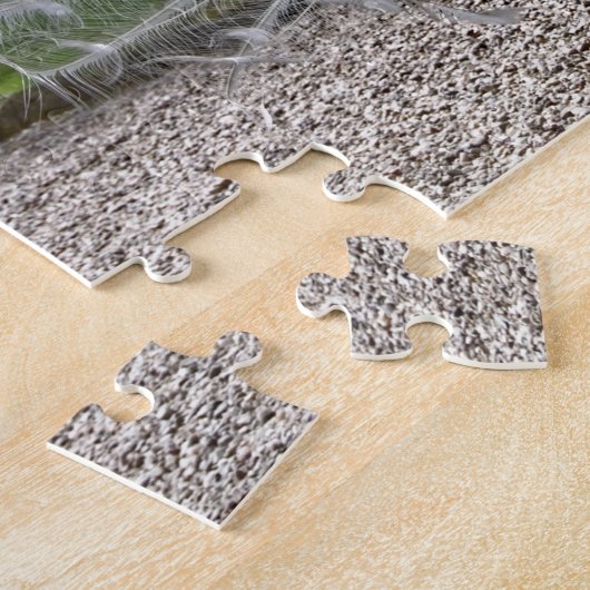 Schöner weißer Pfau mit vollem Federspread J Puzzle (Seite)