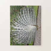 Schöner weißer Pfau mit vollem Federspread J Puzzle (Vertikal)