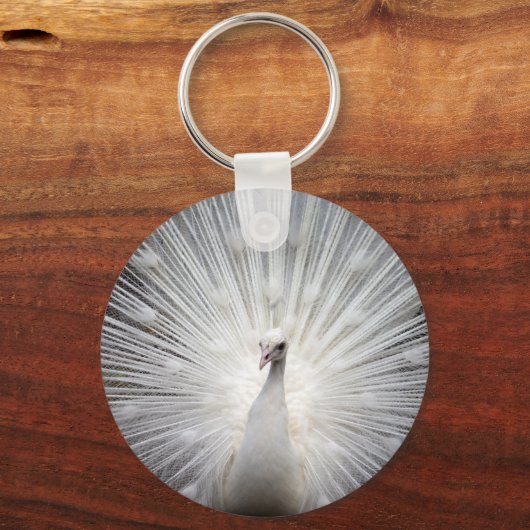 Schöner weißer Pfau Schlüsselanhänger (Vorderseite)