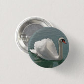 Schöner weißer Schwan Button (Vorne & Hinten)