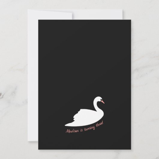 Schöner weißer Schwan Geburtstag Einladung (Rückseite)