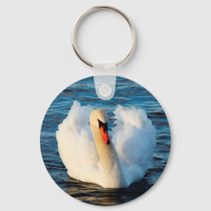 Schöner weißer Schwan im See Schlüsselanhänger