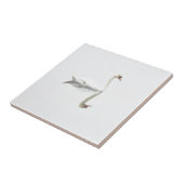 Schöner weißer Schwan im Wasserspiegelbild Fliese (Seite)