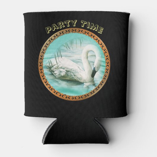 Schöner weißer Schwan in türkisblauem Wasser Dosenkühler (Vorderseite)