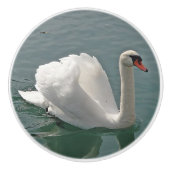 Schöner weißer Schwan Keramikknauf (Vorderseite)