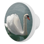 Schöner weißer Schwan Keramikknauf (Rechts)