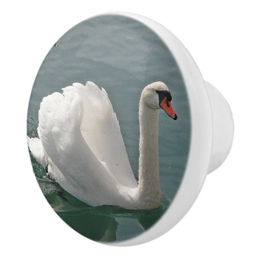 Schöner weißer Schwan Keramikknauf (Rechts)