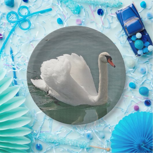 Schöner weißer Schwan Pappteller (Party)