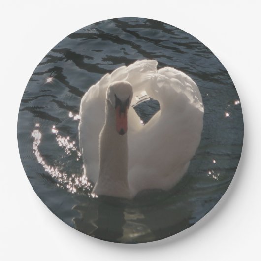 Schöner weißer Schwan Pappteller (Vorderseite)