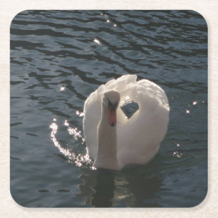 Schöner weißer Schwan Rechteckiger Pappuntersetzer