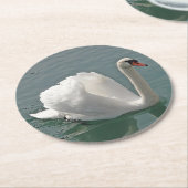 Schöner weißer Schwan Runder Pappuntersetzer (Angewinkelt)