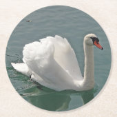 Schöner weißer Schwan Runder Pappuntersetzer (Vorderseite)