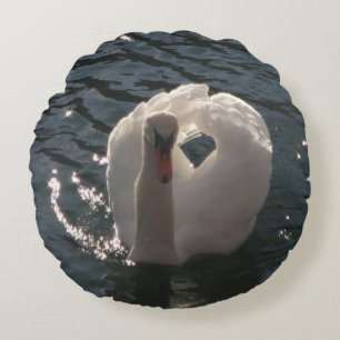 Schöner weißer Schwan-Schlüsselanhänger Rundes Kissen
