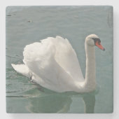 Schöner weißer Schwan Steinuntersetzer (Vorderseite)