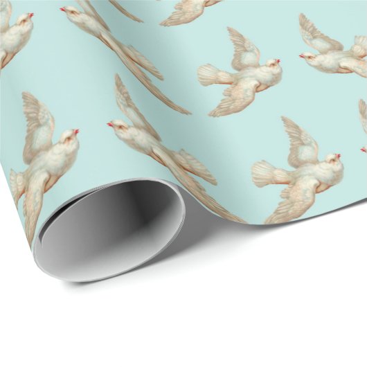 schöner weißer Taubendruck Geschenkpapier (Rolleneckpunkt)