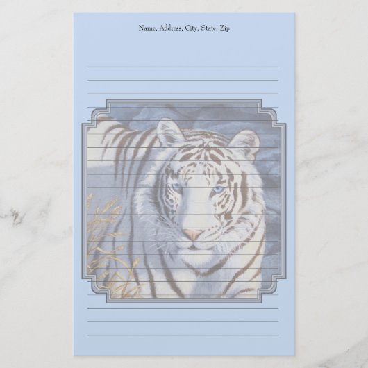 Schöner weißer Tiger mit kristallblauen Augen Briefpapier (Vorderseite)