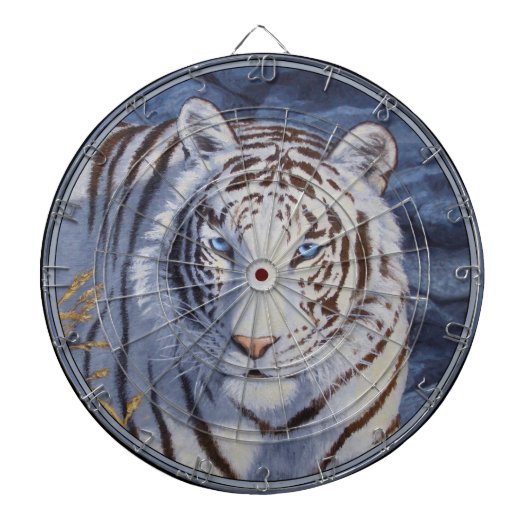 Schöner weißer Tiger mit kristallblauen Augen Dartscheibe (vorne)