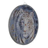 Schöner weißer Tiger mit kristallblauen Augen Dartscheibe (Vorderseite Links)