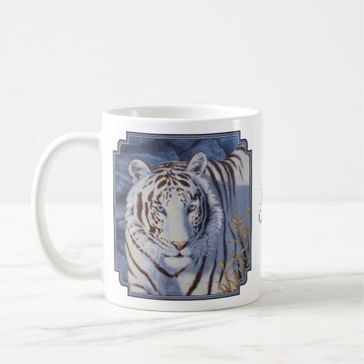 Schöner weißer Tiger mit kristallblauen Augen Kaffeetasse (Links)