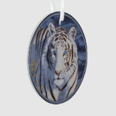 Schöner weißer Tiger mit kristallblauen Augen Ornament (Vorderseite)