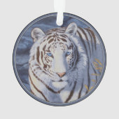 Schöner weißer Tiger mit kristallblauen Augen Ornament (Rückseite)