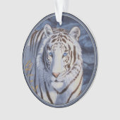 Schöner weißer Tiger mit kristallblauen Augen Ornament (Vorderseite)