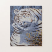 Schöner weißer Tiger mit kristallblauen Augen Puzzle (Vertikal)