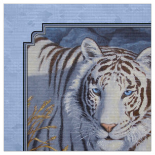 Schöner weißer Tiger mit kristallblauen Augen Stoff