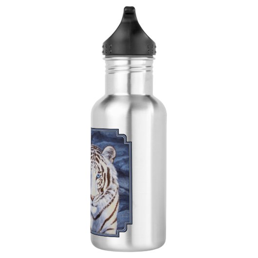 Schöner weißer Tiger mit kristallblauen Augen Trinkflasche (Rechts)