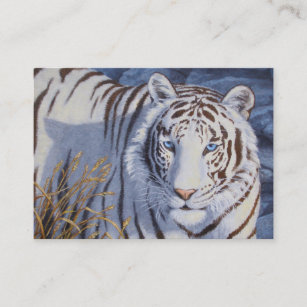 Schöner weißer Tiger mit kristallblauen Augen Visitenkarte