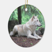 Schöner weißer Wolf Keramikornament (Links)