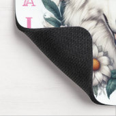 Schöner Weißer Wolf mit Blume Mousepad (Ecke)