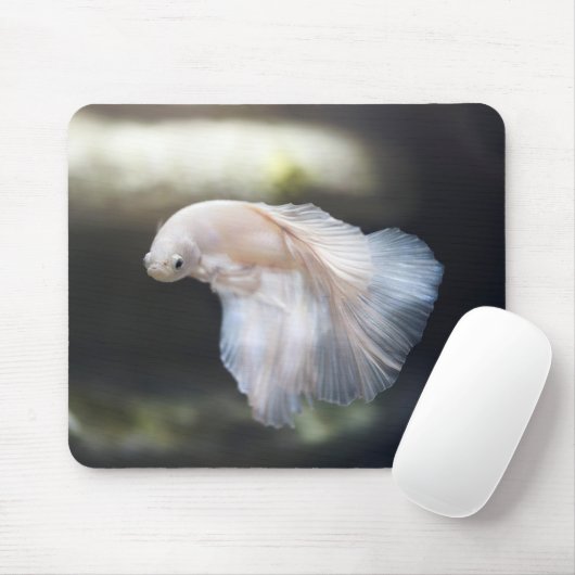 Schöner Weißsiameer Betta Fighting Fish Mousepad (Mit Mouse)