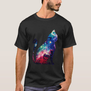 Schöner Weltraumnebel Galaxy Kat Silhouette T-Shi T-Shirt