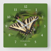 Schöner Western Tiger Frack Butterfly Quadratische Wanduhr (Vorderseite)