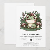 Schöner Whimsical Frog Digital zum Geburtstag Einladung (Vorne/Hinten)