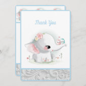 Schöner White Baby Boy Elephant Dankeskarte (Vorne/Hinten)
