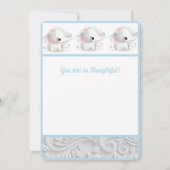 Schöner White Baby Boy Elephant Dankeskarte (Rückseite)