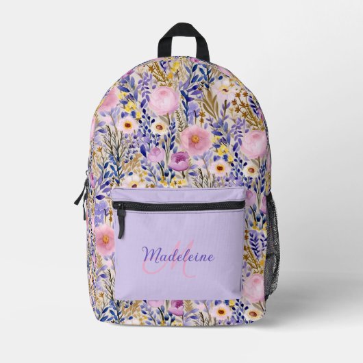 Schöner Wildblume Garten Bedruckter Rucksack (Vorderseite)
