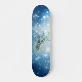 Schöner Winter Blue Floral Peacock Skateboard (Vorne)
