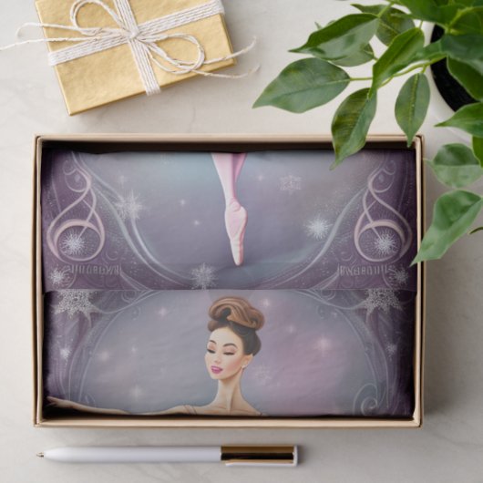 Schöner Winter Brünett Ballerina Rosa Lila Seidenpapier (Geschenk)